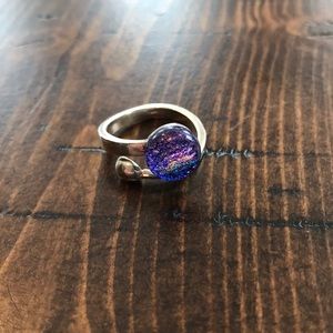 Handmade handblown glass SS ring